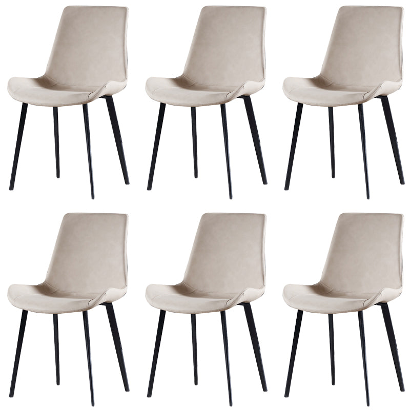 Industrial Style Side Chair Faux Leather Side Dining Chair with Metal Base