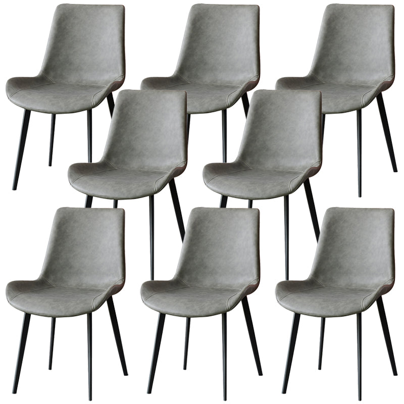 Industrial Style Side Chair Faux Leather Side Dining Chair with Metal Base