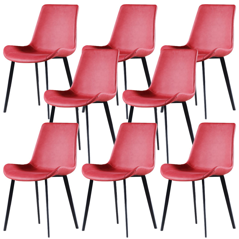 Industrial Style Side Chair Faux Leather Side Dining Chair with Metal Base