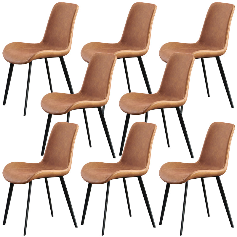 Industrial Style Side Chair Faux Leather Side Dining Chair with Metal Base