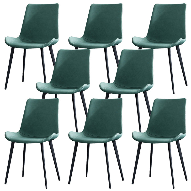 Industrial Style Side Chair Faux Leather Side Dining Chair with Metal Base