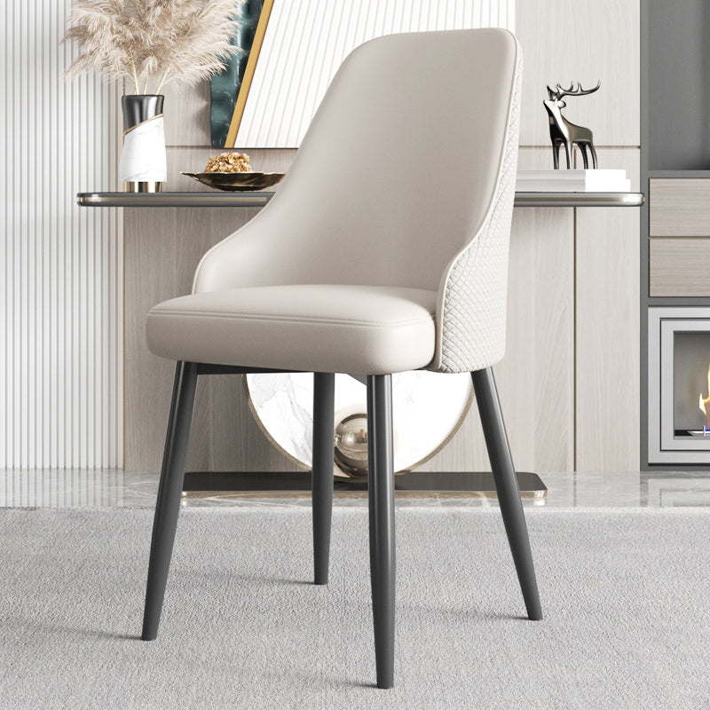 Industrial Style Side Chair Leather Side Dining Chair with Metal Base