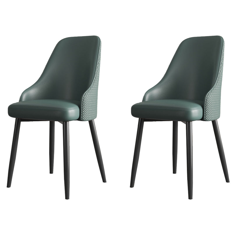 Industrial Style Side Chair Leather Side Dining Chair with Metal Base