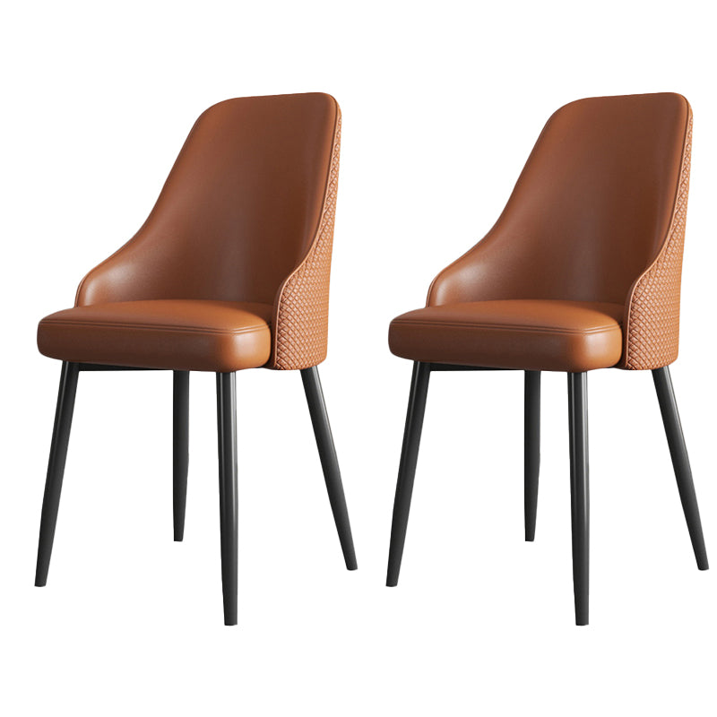 Industrial Style Side Chair Leather Side Dining Chair with Metal Base