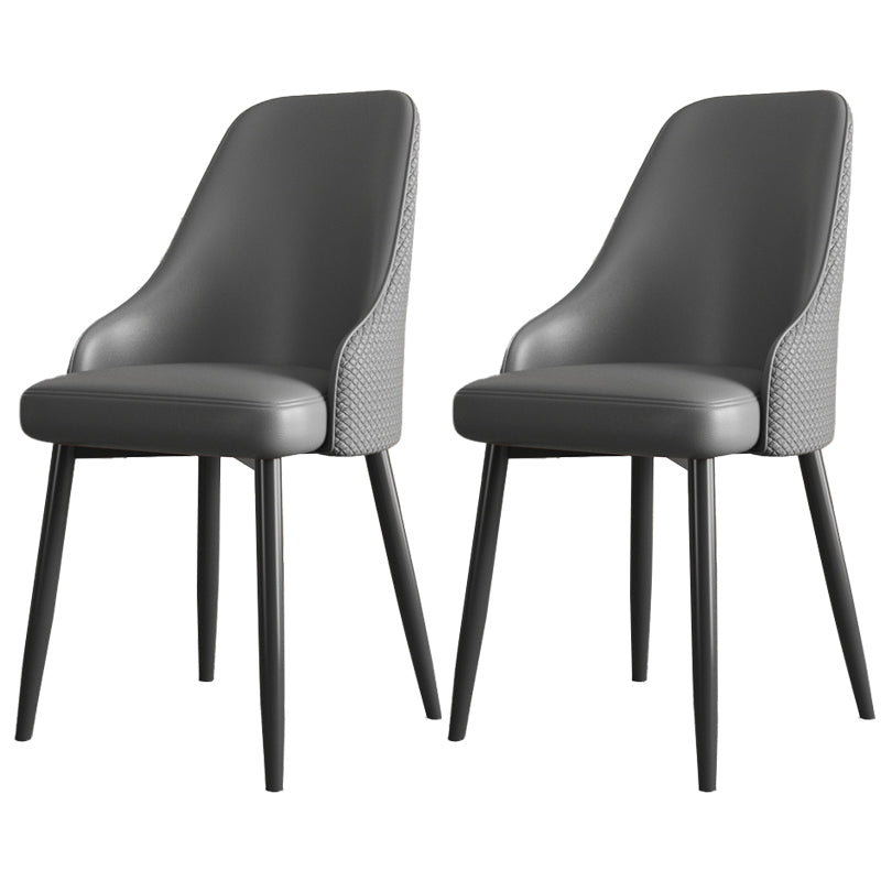 Industrial Style Side Chair Leather Side Dining Chair with Metal Base