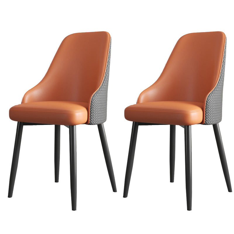 Industrial Style Side Chair Leather Side Dining Chair with Metal Base