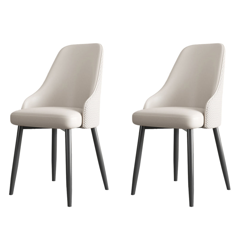 Industrial Style Side Chair Leather Side Dining Chair with Metal Base