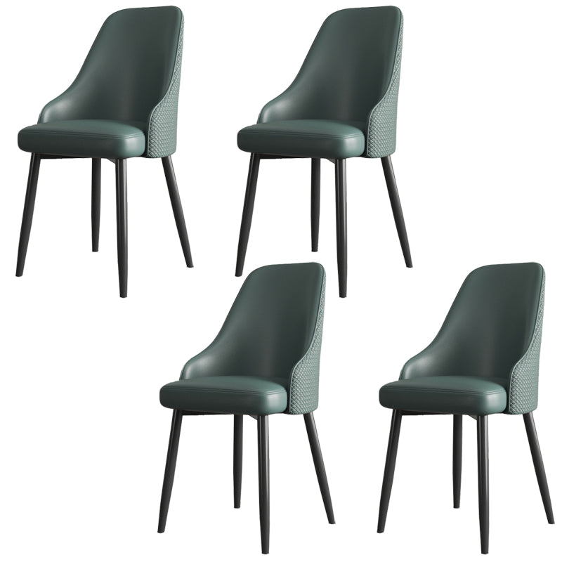 Industrial Style Side Chair Leather Side Dining Chair with Metal Base