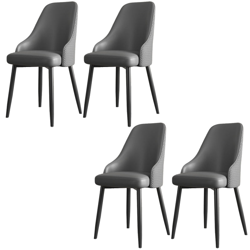 Industrial Style Side Chair Leather Side Dining Chair with Metal Base