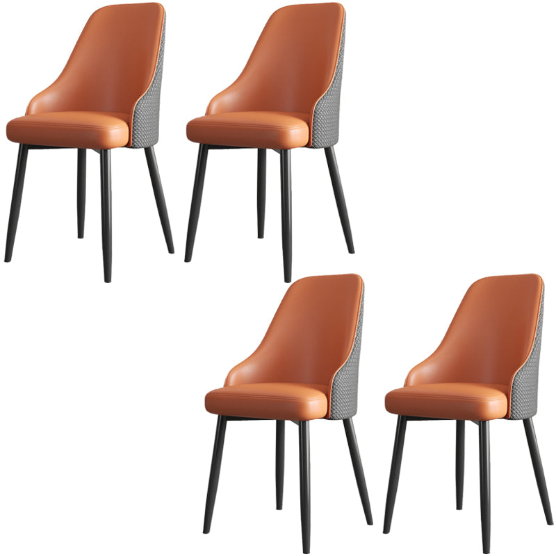 Industrial Style Side Chair Leather Side Dining Chair with Metal Base