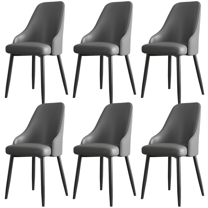 Industrial Style Side Chair Leather Side Dining Chair with Metal Base