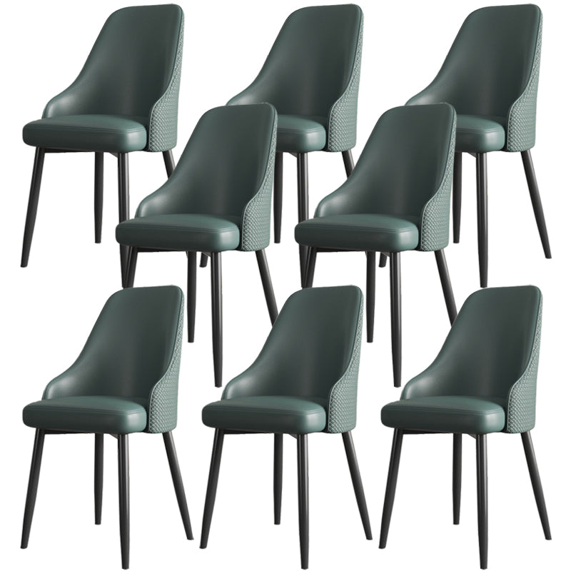 Industrial Style Side Chair Leather Side Dining Chair with Metal Base