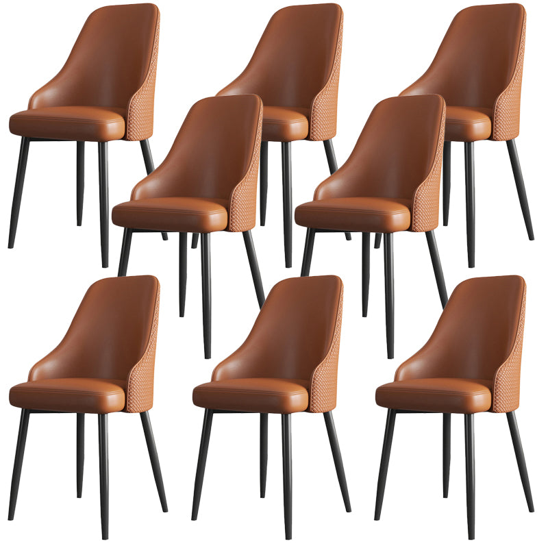 Industrial Style Side Chair Leather Side Dining Chair with Metal Base