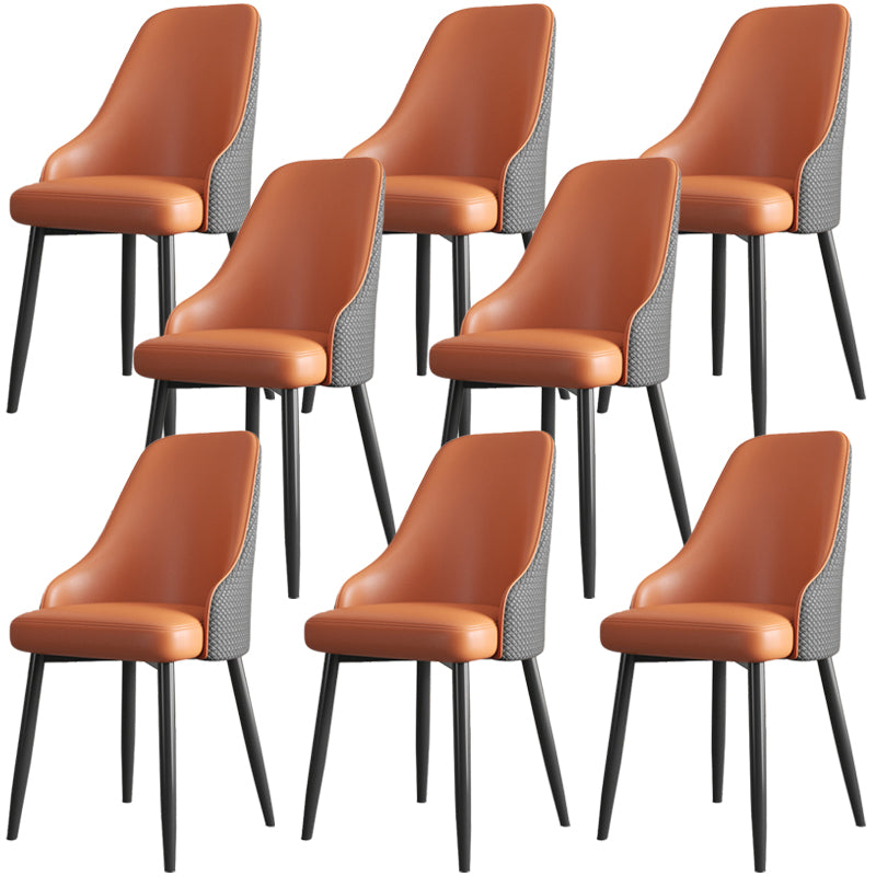 Industrial Style Side Chair Leather Side Dining Chair with Metal Base