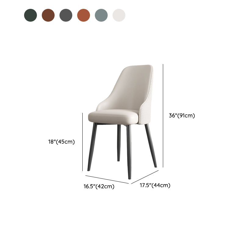 Industrial Style Side Chair Leather Side Dining Chair with Metal Base