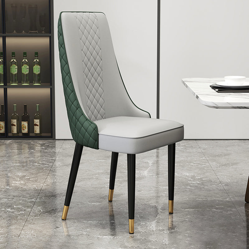 Glam Style Side Chair Leather Parsons Indoor Dining Chair for Living Room