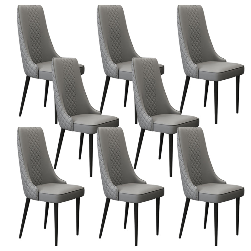 Glam Style Side Chair Leather Parsons Indoor Dining Chair for Living Room