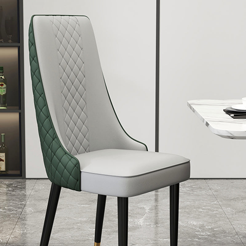 Glam Style Side Chair Leather Parsons Indoor Dining Chair for Living Room