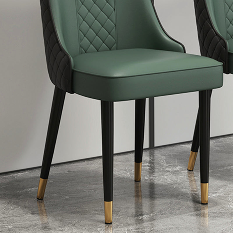 Glam Style Side Chair Leather Parsons Indoor Dining Chair for Living Room