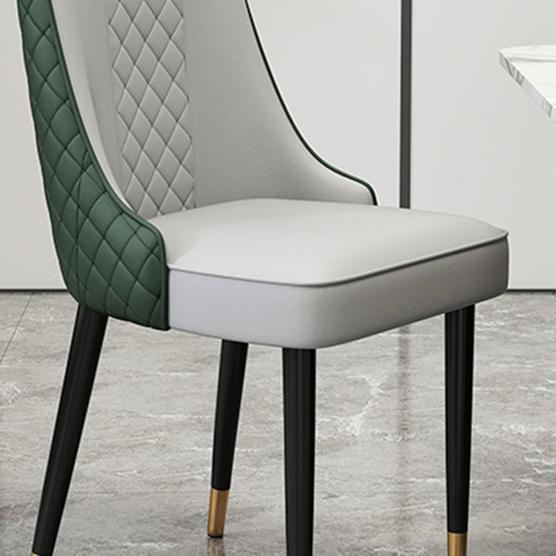 Glam Style Side Chair Leather Parsons Indoor Dining Chair for Living Room