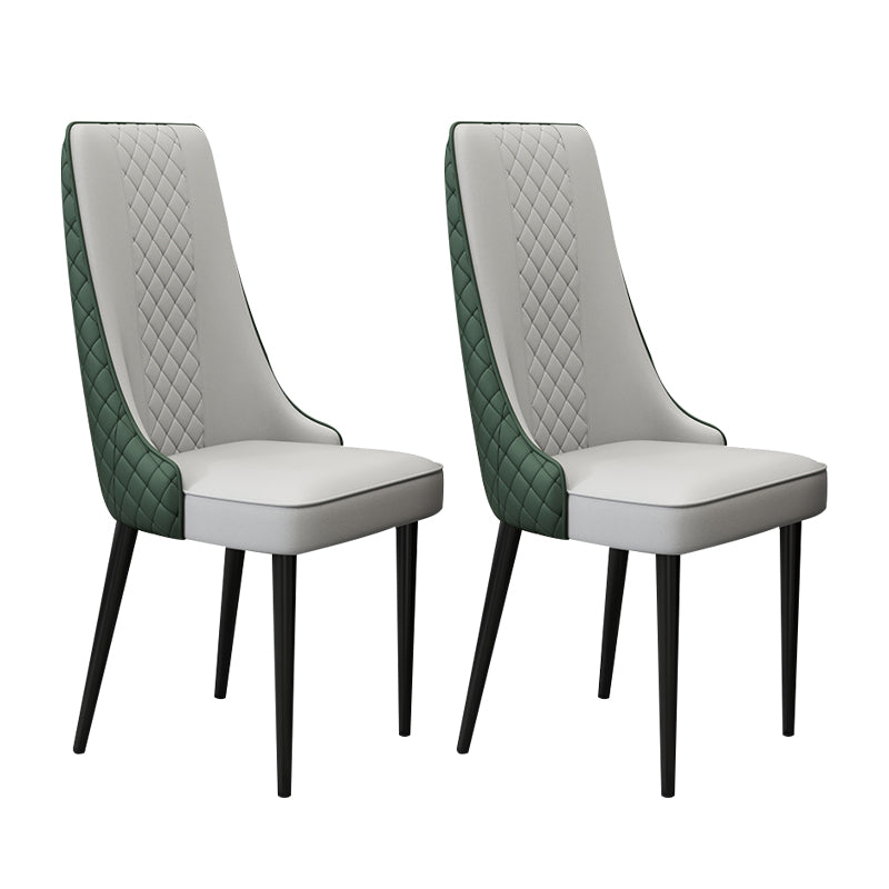 Glam Style Side Chair Leather Parsons Indoor Dining Chair for Living Room