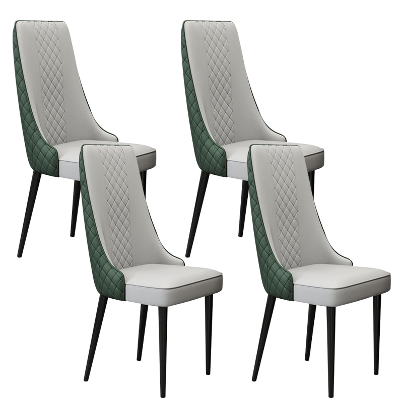Glam Style Side Chair Leather Parsons Indoor Dining Chair for Living Room