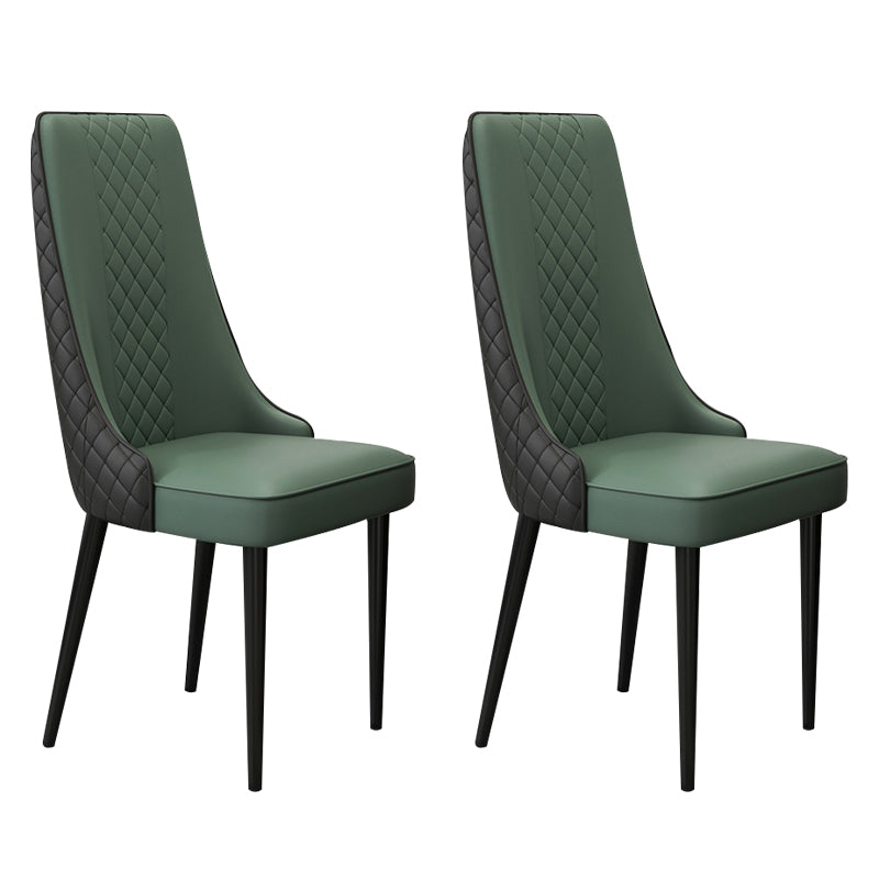 Glam Style Side Chair Leather Parsons Indoor Dining Chair for Living Room