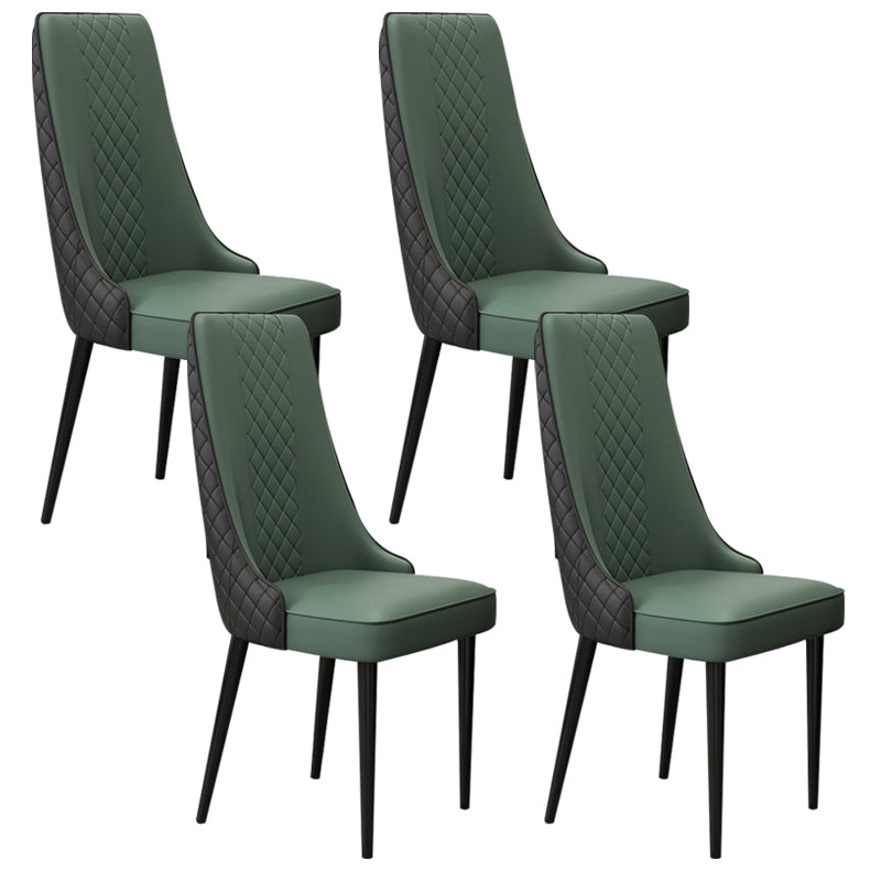 Glam Style Side Chair Leather Parsons Indoor Dining Chair for Living Room