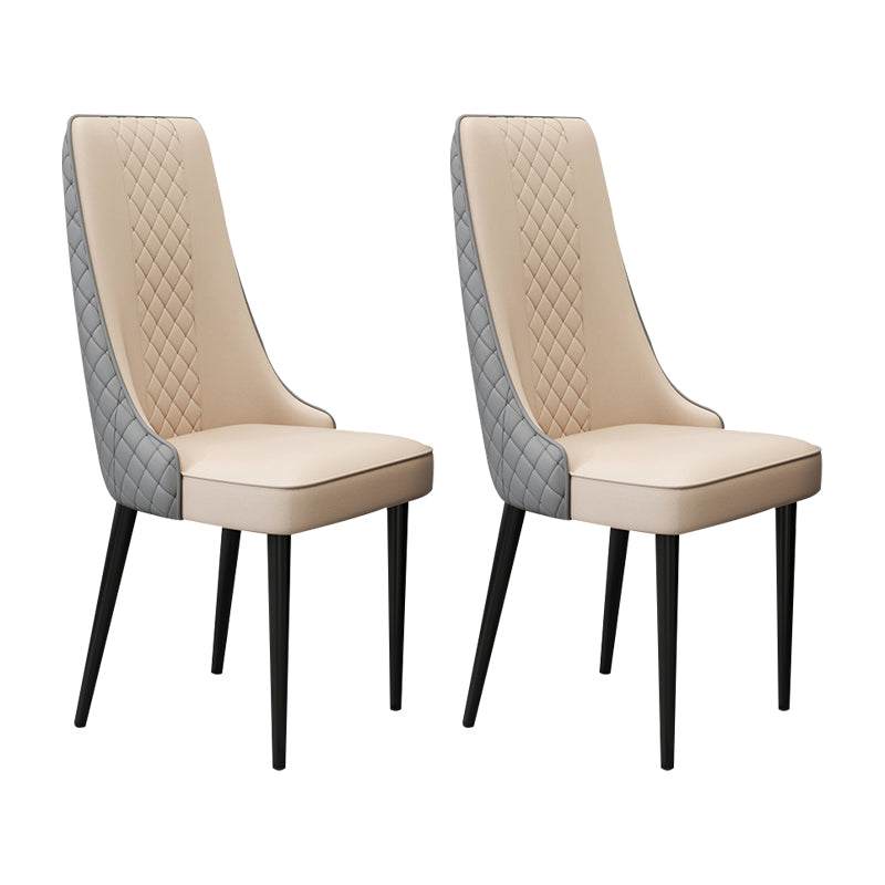 Glam Style Side Chair Leather Parsons Indoor Dining Chair for Living Room