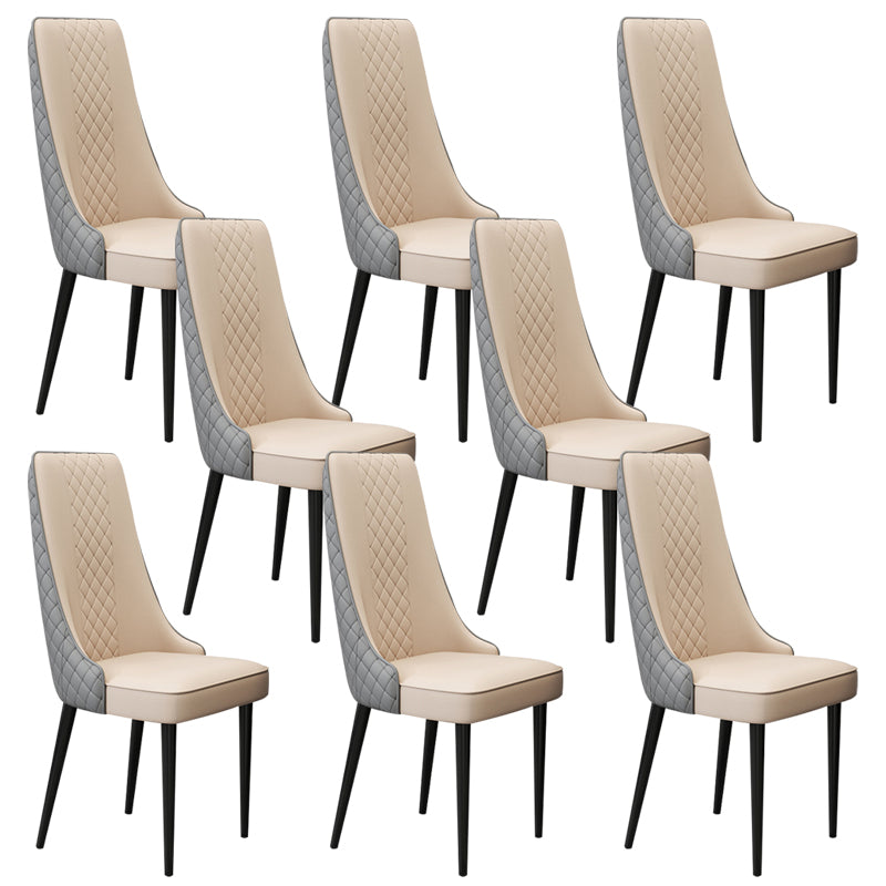 Glam Style Side Chair Leather Parsons Indoor Dining Chair for Living Room