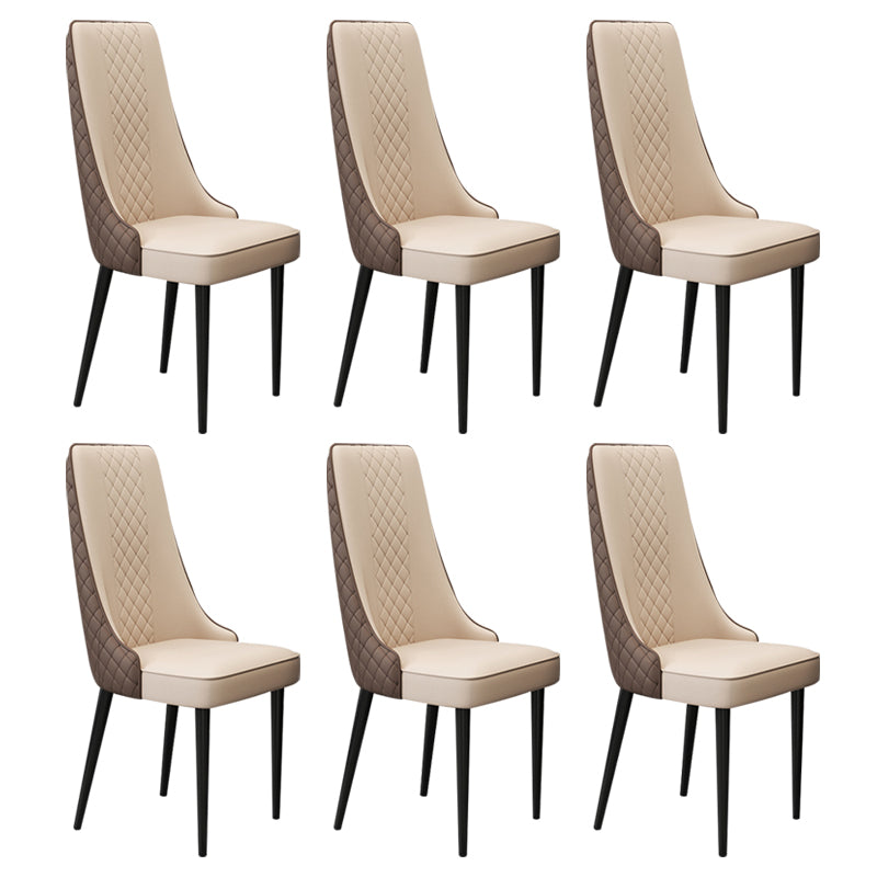 Glam Style Side Chair Leather Parsons Indoor Dining Chair for Living Room