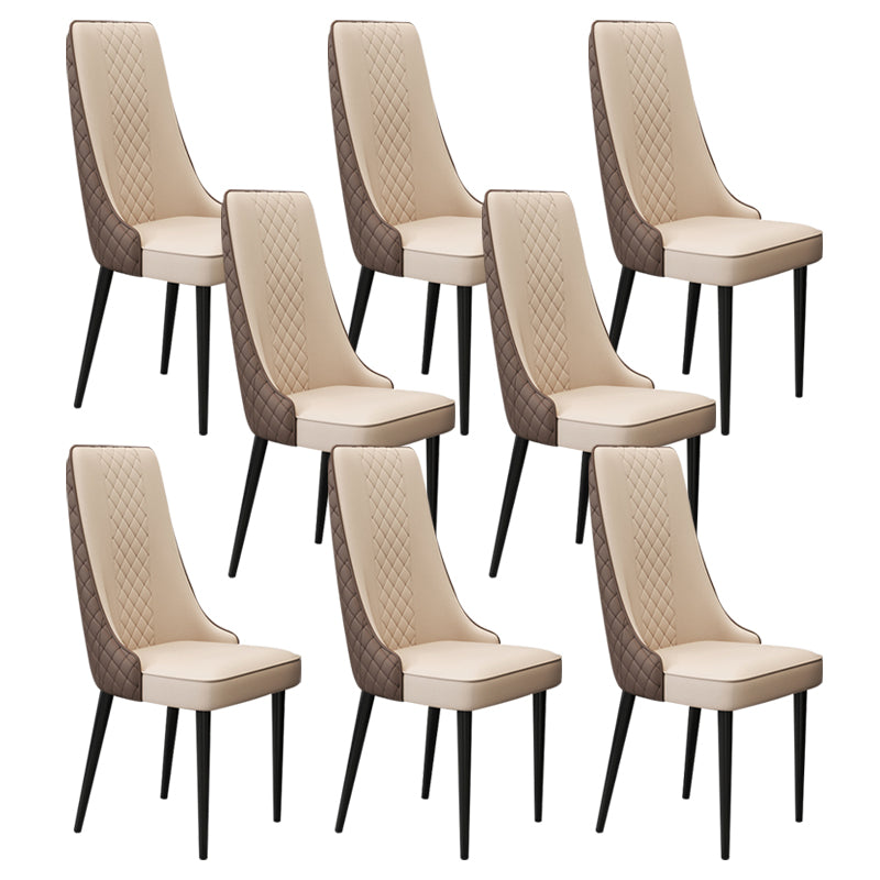 Glam Style Side Chair Leather Parsons Indoor Dining Chair for Living Room