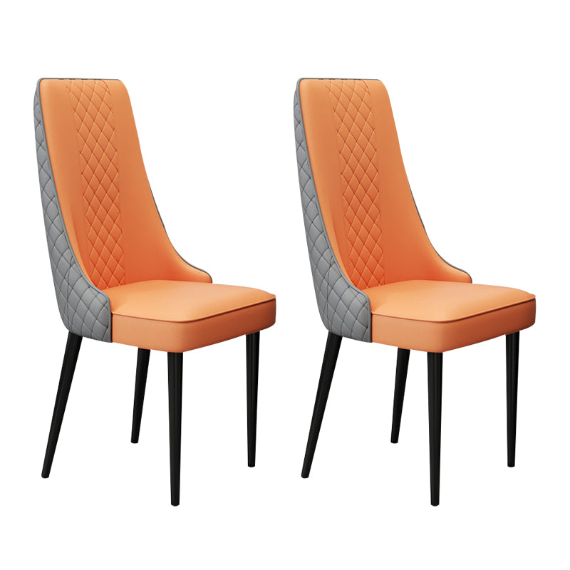 Glam Style Side Chair Leather Parsons Indoor Dining Chair for Living Room