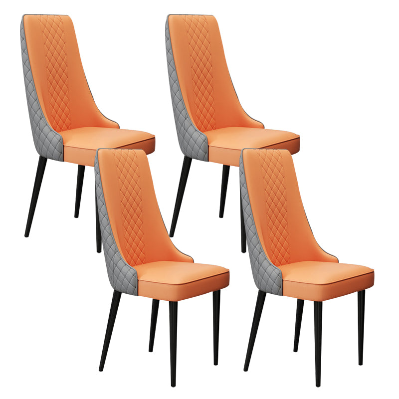 Glam Style Side Chair Leather Parsons Indoor Dining Chair for Living Room