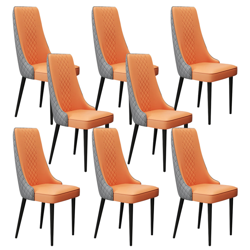 Glam Style Side Chair Leather Parsons Indoor Dining Chair for Living Room
