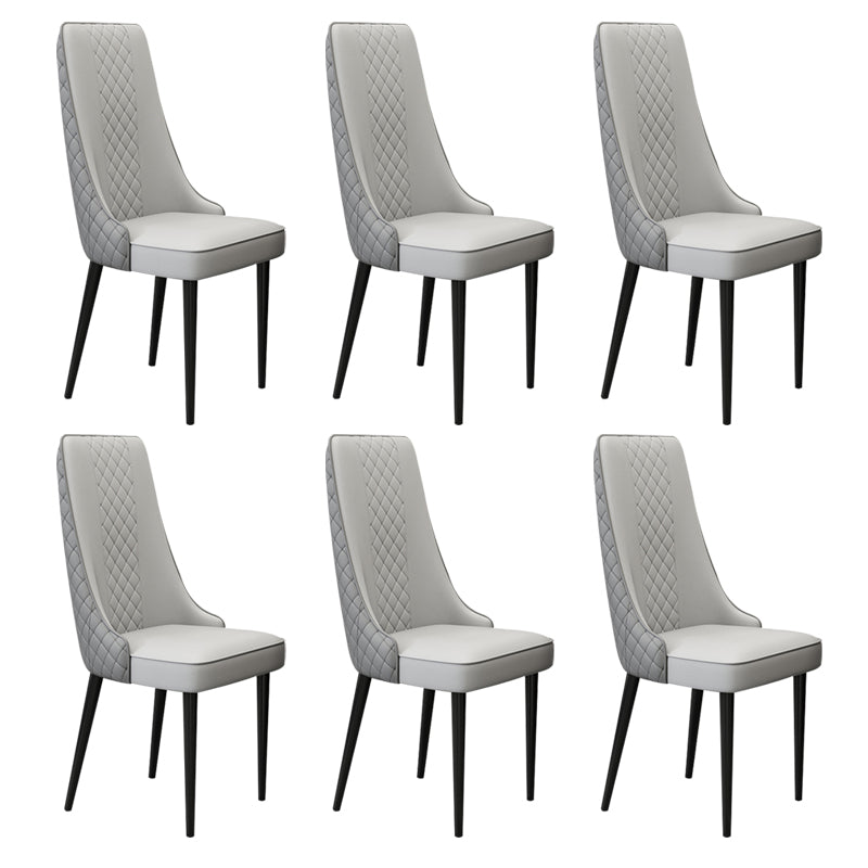 Glam Style Side Chair Leather Parsons Indoor Dining Chair for Living Room