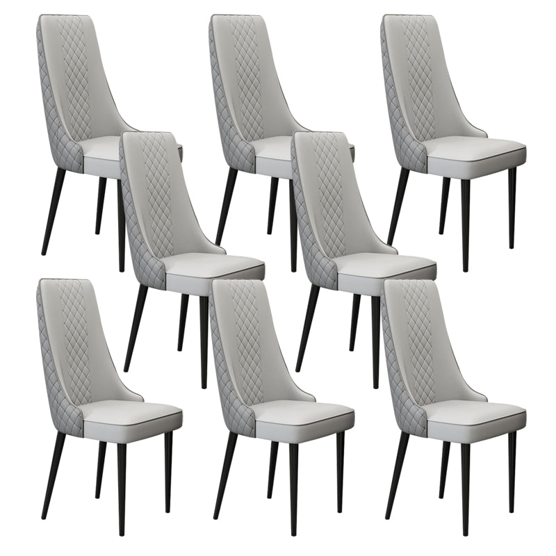 Glam Style Side Chair Leather Parsons Indoor Dining Chair for Living Room