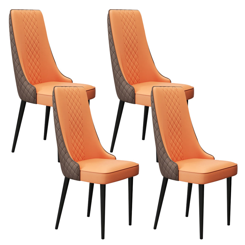 Glam Style Side Chair Leather Parsons Indoor Dining Chair for Living Room