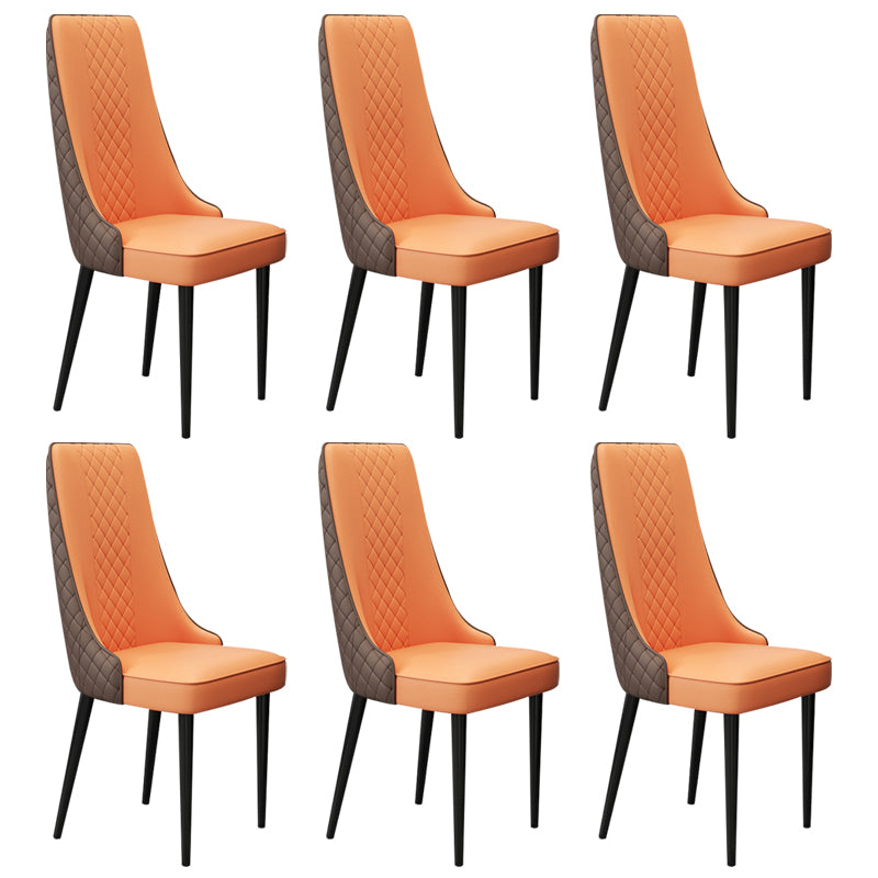 Glam Style Side Chair Leather Parsons Indoor Dining Chair for Living Room