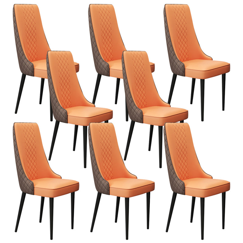 Glam Style Side Chair Leather Parsons Indoor Dining Chair for Living Room