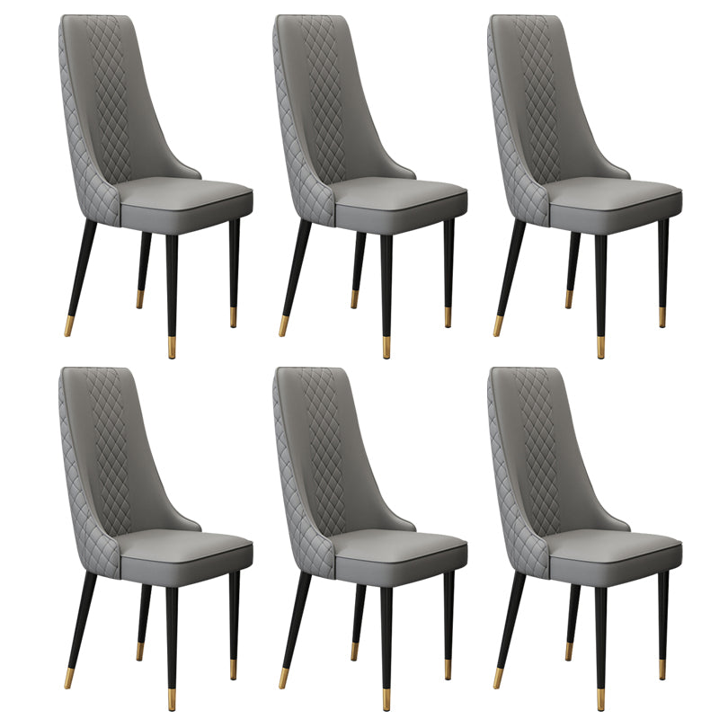 Glam Style Side Chair Leather Parsons Indoor Dining Chair for Living Room