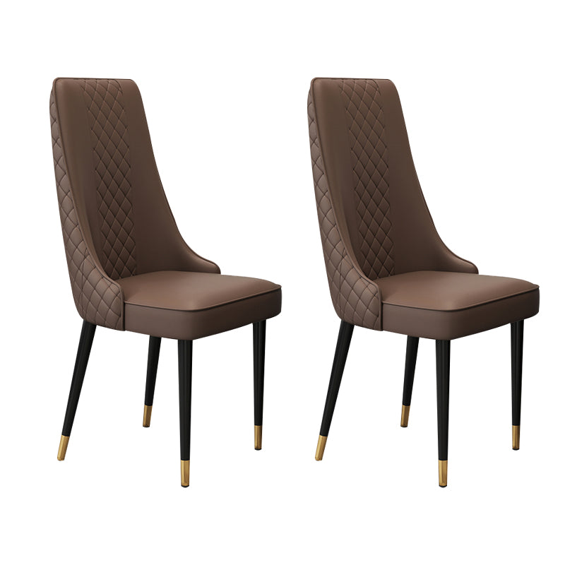 Glam Style Side Chair Leather Parsons Indoor Dining Chair for Living Room