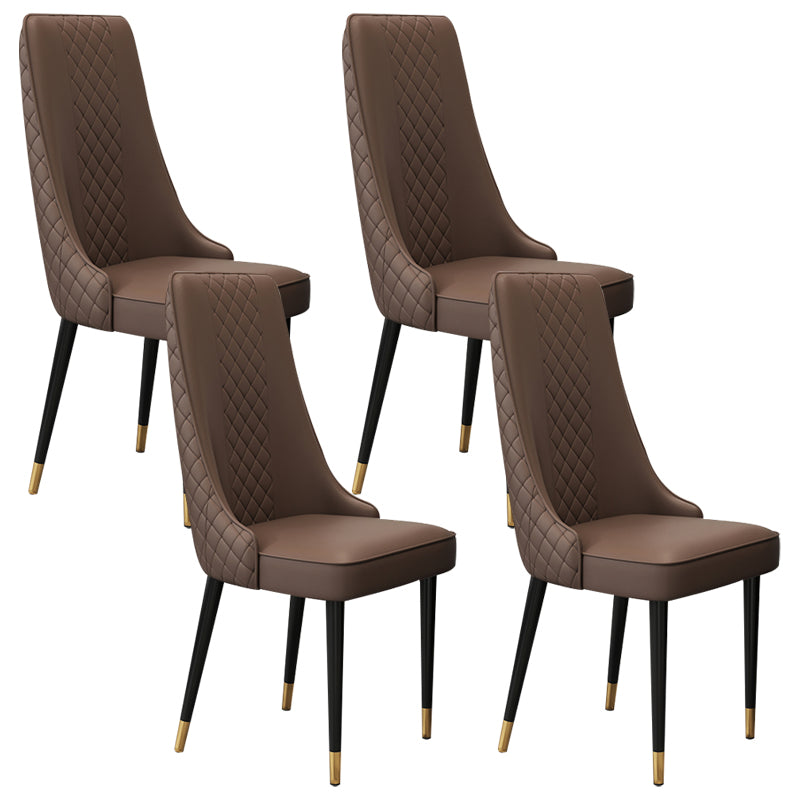 Glam Style Side Chair Leather Parsons Indoor Dining Chair for Living Room