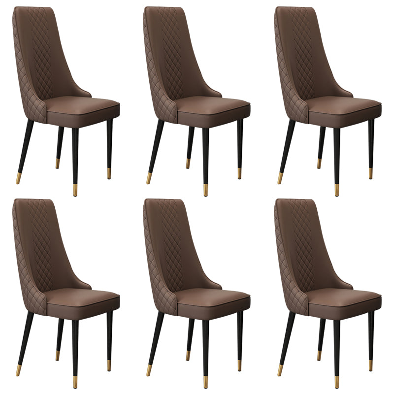 Glam Style Side Chair Leather Parsons Indoor Dining Chair for Living Room