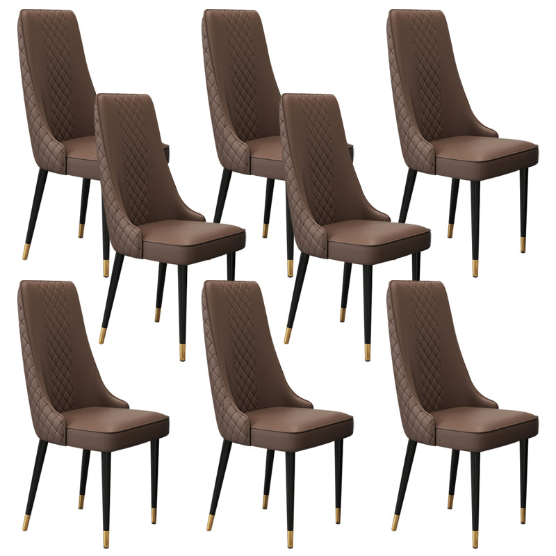 Glam Style Side Chair Leather Parsons Indoor Dining Chair for Living Room