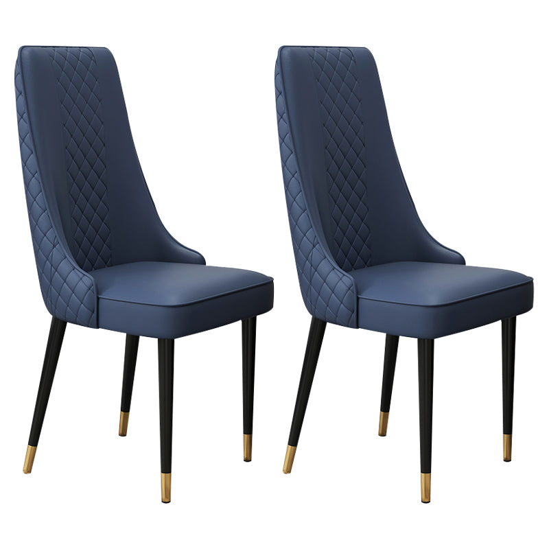 Glam Style Side Chair Leather Parsons Indoor Dining Chair for Living Room