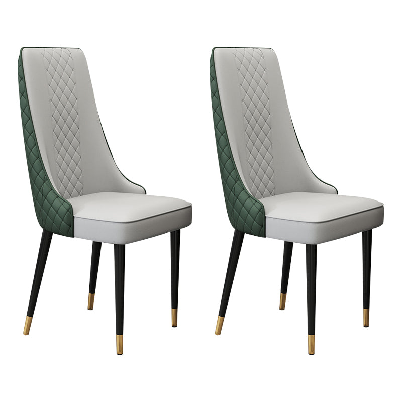 Glam Style Side Chair Leather Parsons Indoor Dining Chair for Living Room