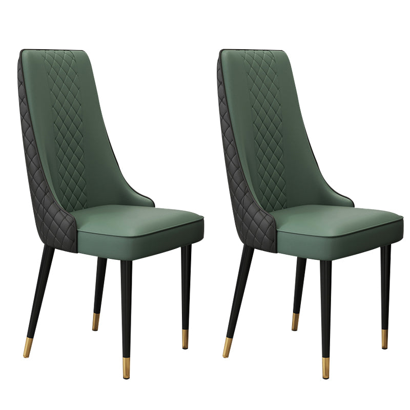 Glam Style Side Chair Leather Parsons Indoor Dining Chair for Living Room