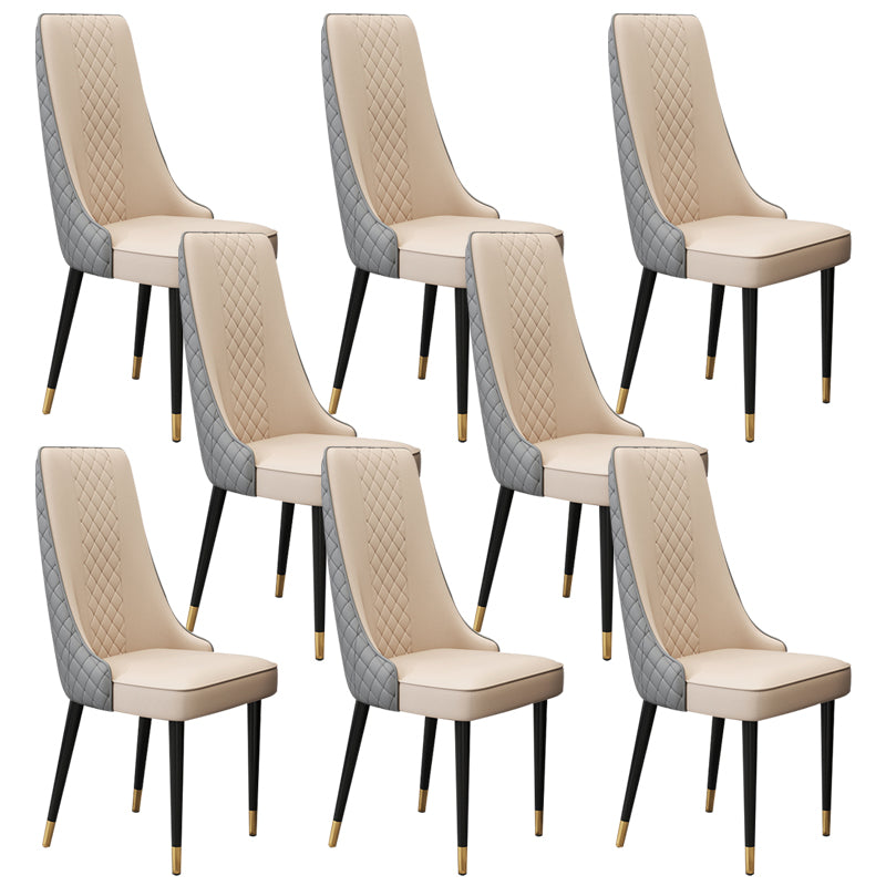Glam Style Side Chair Leather Parsons Indoor Dining Chair for Living Room