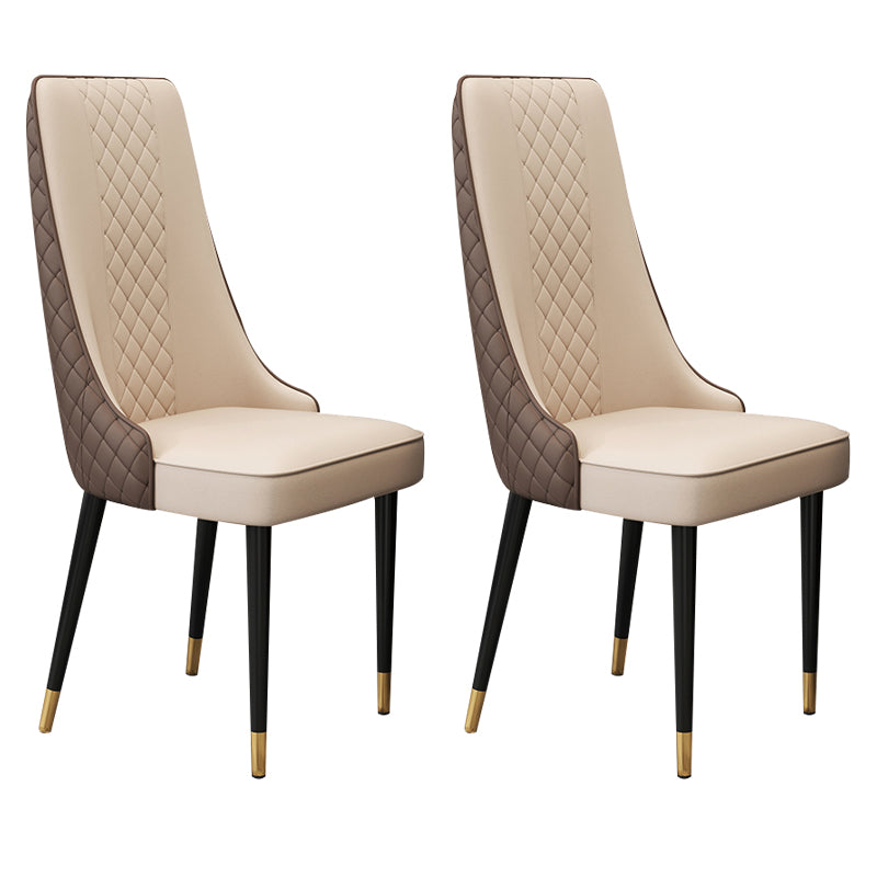 Glam Style Side Chair Leather Parsons Indoor Dining Chair for Living Room